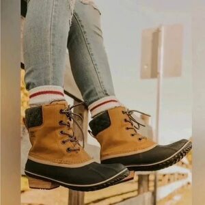 Sorel Women's snow rain winterproof Slimpack II Lace short ankle boots Elk 9.5